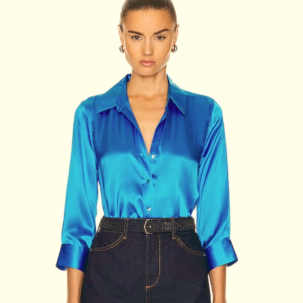 L'AGENCE DANI 3/4 SLEEVE BLOUSE in BLUE